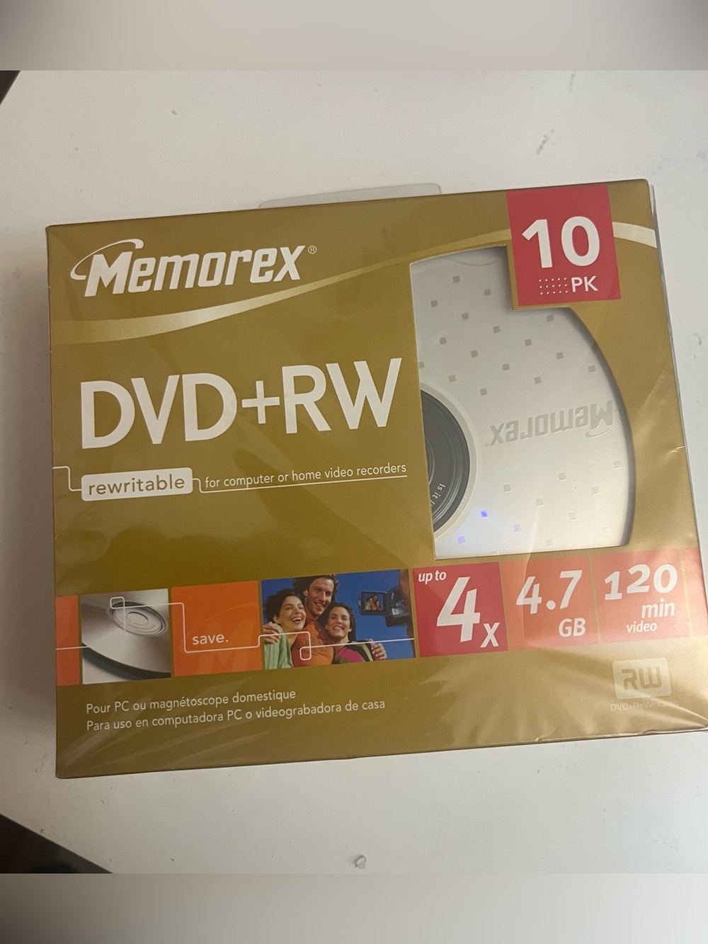 10-pack of Memorex 4X DVD+RW rewritable blank discs